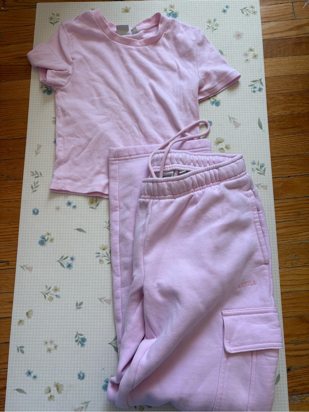 aritzia villa pink sweat set